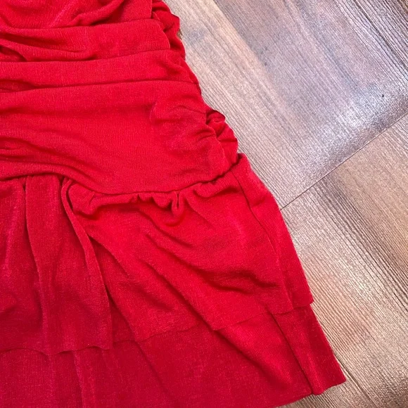 Forever 21 Red Ruched Ruffled Mini Dress - Picture 3 of 4